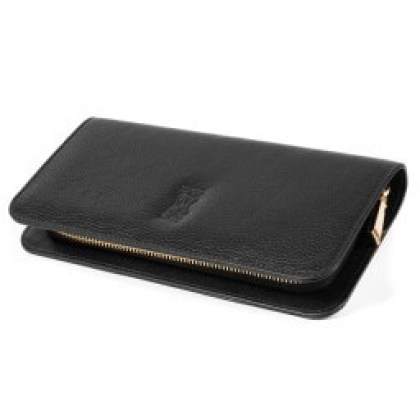 μαύρο δερμάτινο στυλάτο πορτοφόλι