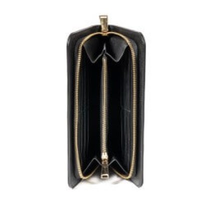 Μαύρο δερμάτινο πορτοφόλι με πολλές θήκες