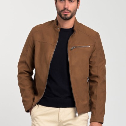 Ανδρικό μπουφάν Jack &#38;#38; Jones σε σχέδιο biker και κανονική εφαρμογή.